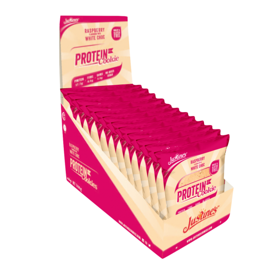  جاستن بروتين كوكيز توت العليق مع الشوكولاته البيضاء